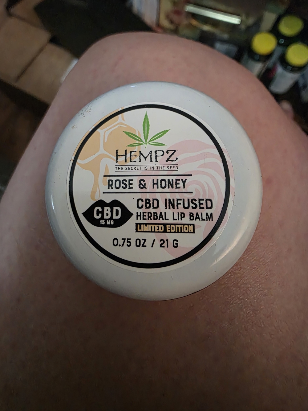 Hempz Rose & Honey CBD Infused Herbal Lip Balm - White